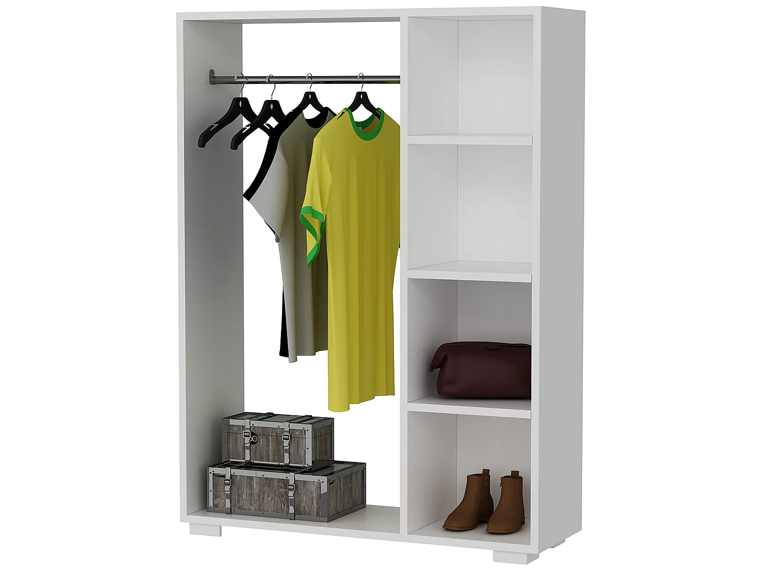 Armoire Nesbyen avec 4 compartiments de stockage 123 x 90 x 30 cm blanc [en.casa]