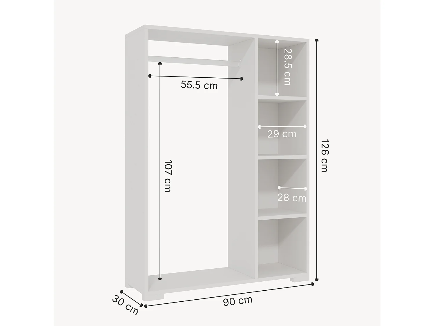 Armoire Nesbyen avec 4 compartiments de stockage 123 x 90 x 30 cm blanc [en.casa]
