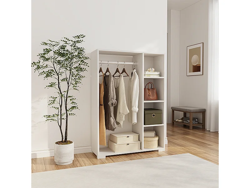 Armoire Nesbyen avec 4 compartiments de stockage 123 x 90 x 30 cm blanc [en.casa]