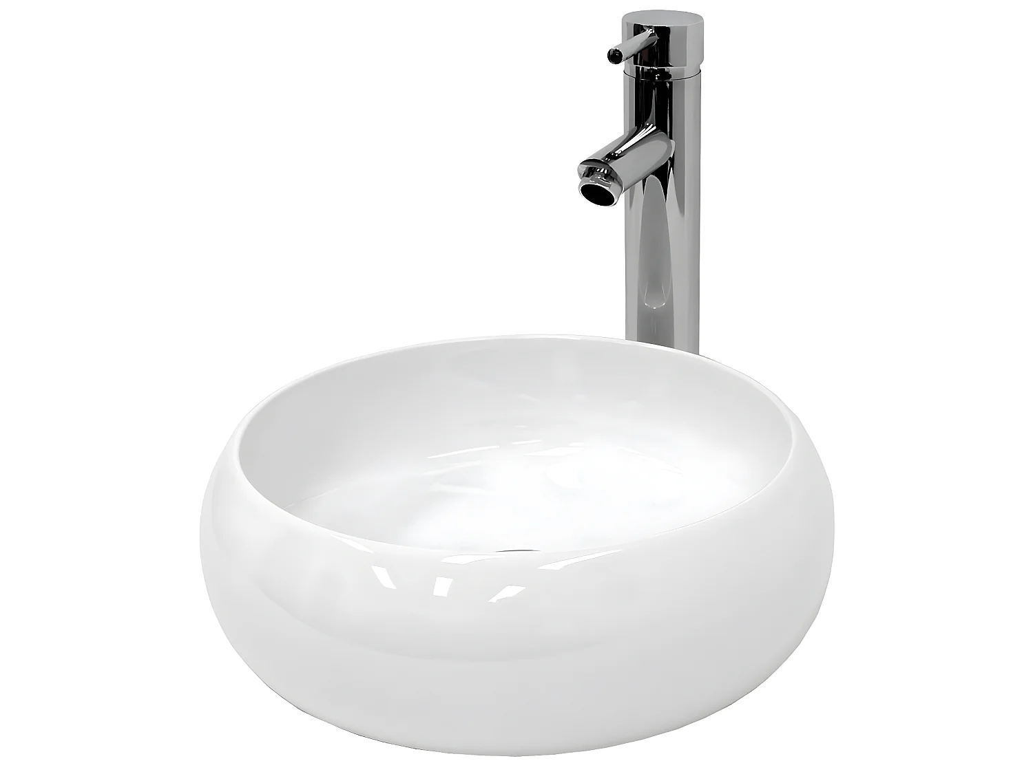 Lavabo en céramique blanc vasque èvier à poser design rond moderne Ø 400 mm