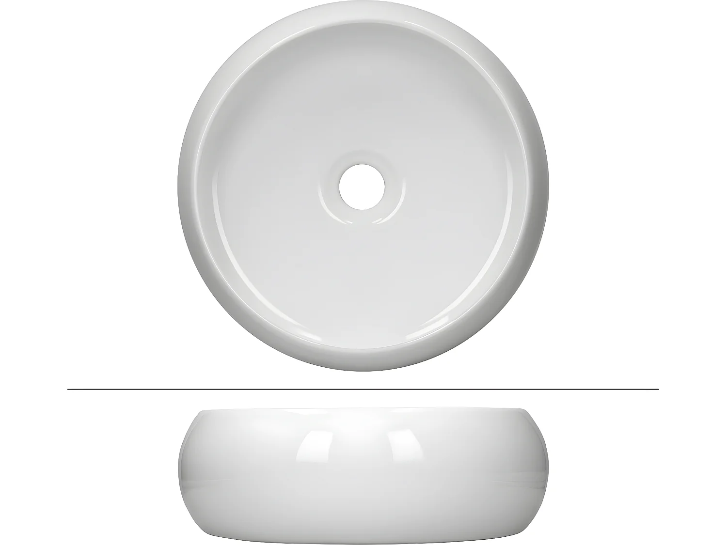 Lavabo en céramique blanc vasque èvier à poser design rond moderne Ø 400 mm