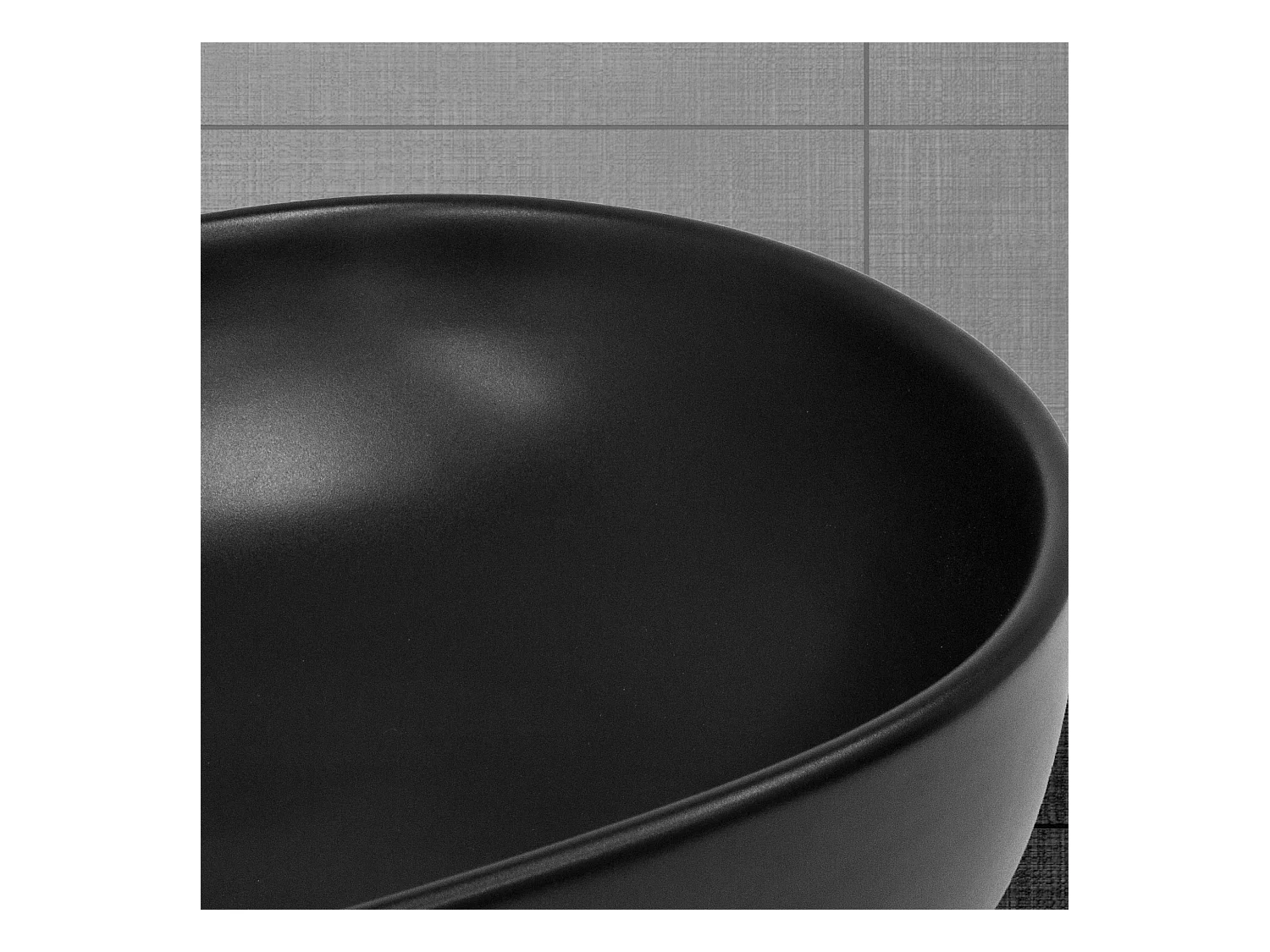 Lavabo negro encimera cerámica juego de desagüe sin rebosadero 505x385x140 mm