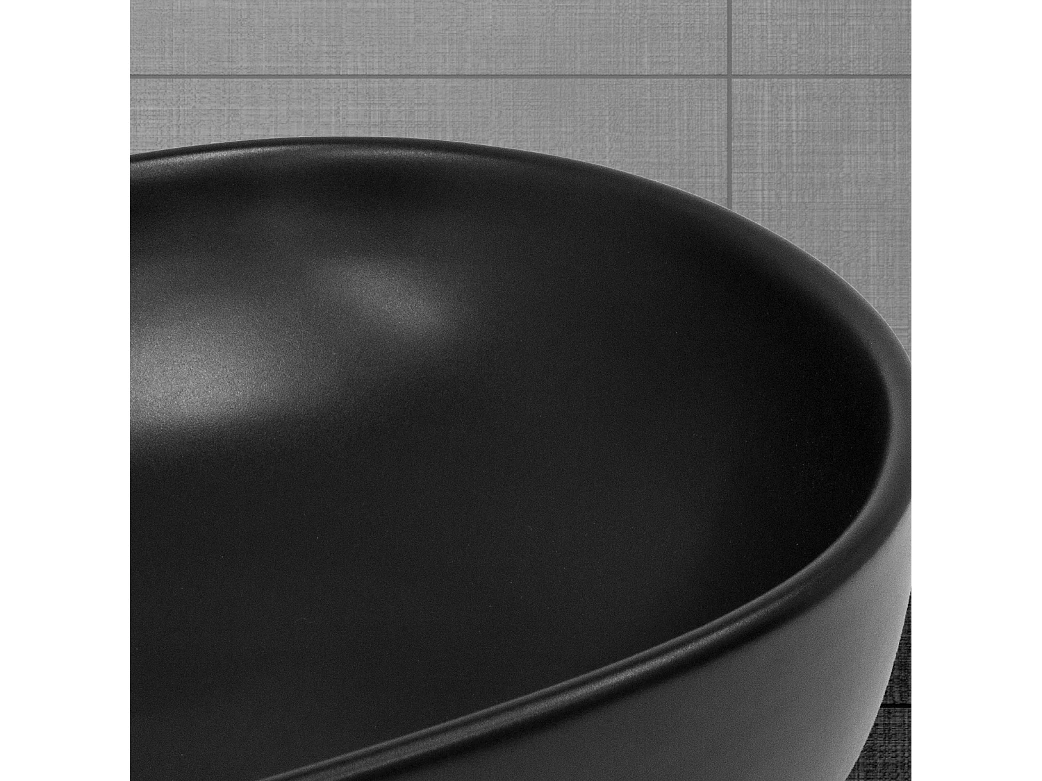 Lavabo negro encimera cerámica juego de desagüe sin rebosadero 505x385x140 mm