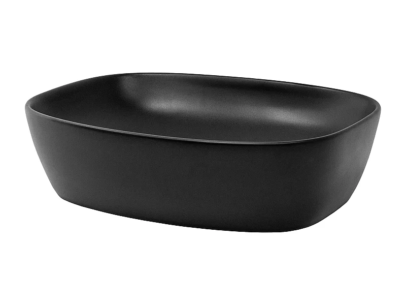 Lavabo á poser en céramique noir moderne avec garniture de vidage 505x385x140 mm