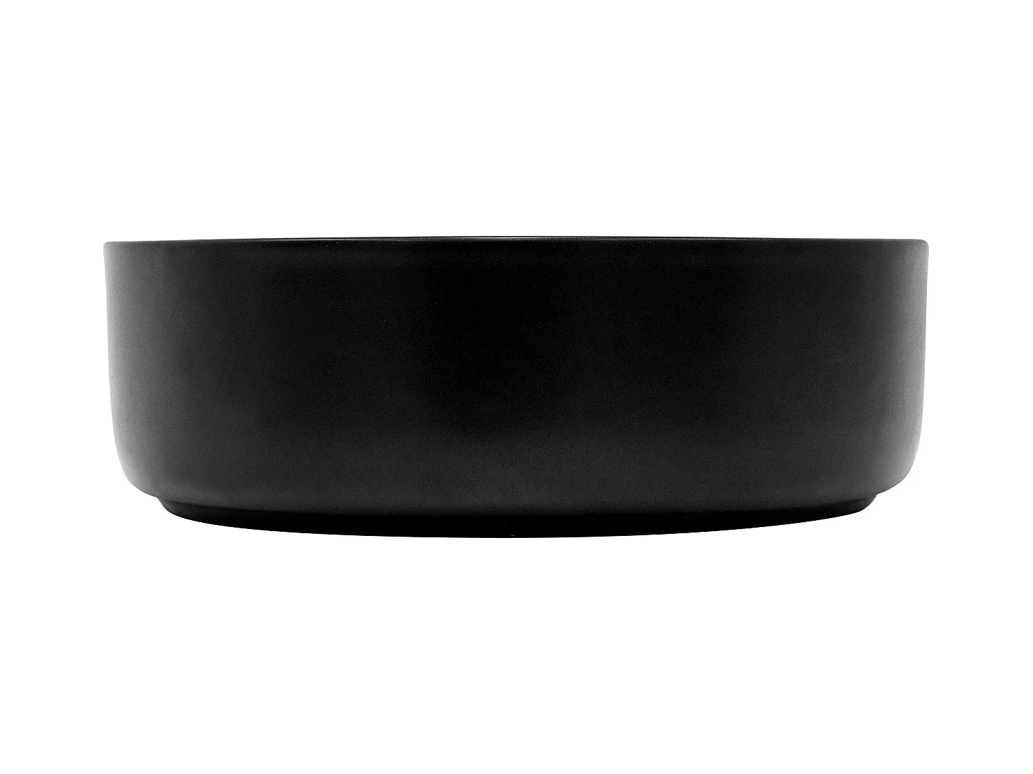 Lavabo da appoggio bagno in ceramica nero opaco rotondo Ø 360x120 mm con piletta