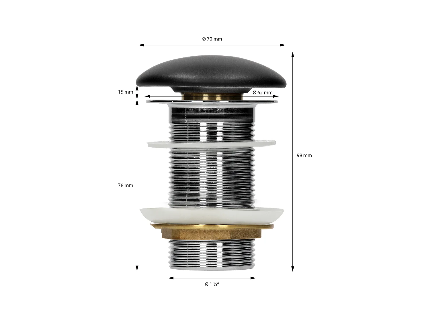 Lavabo da appoggio bagno in ceramica nero opaco rotondo Ø 360x120 mm con piletta