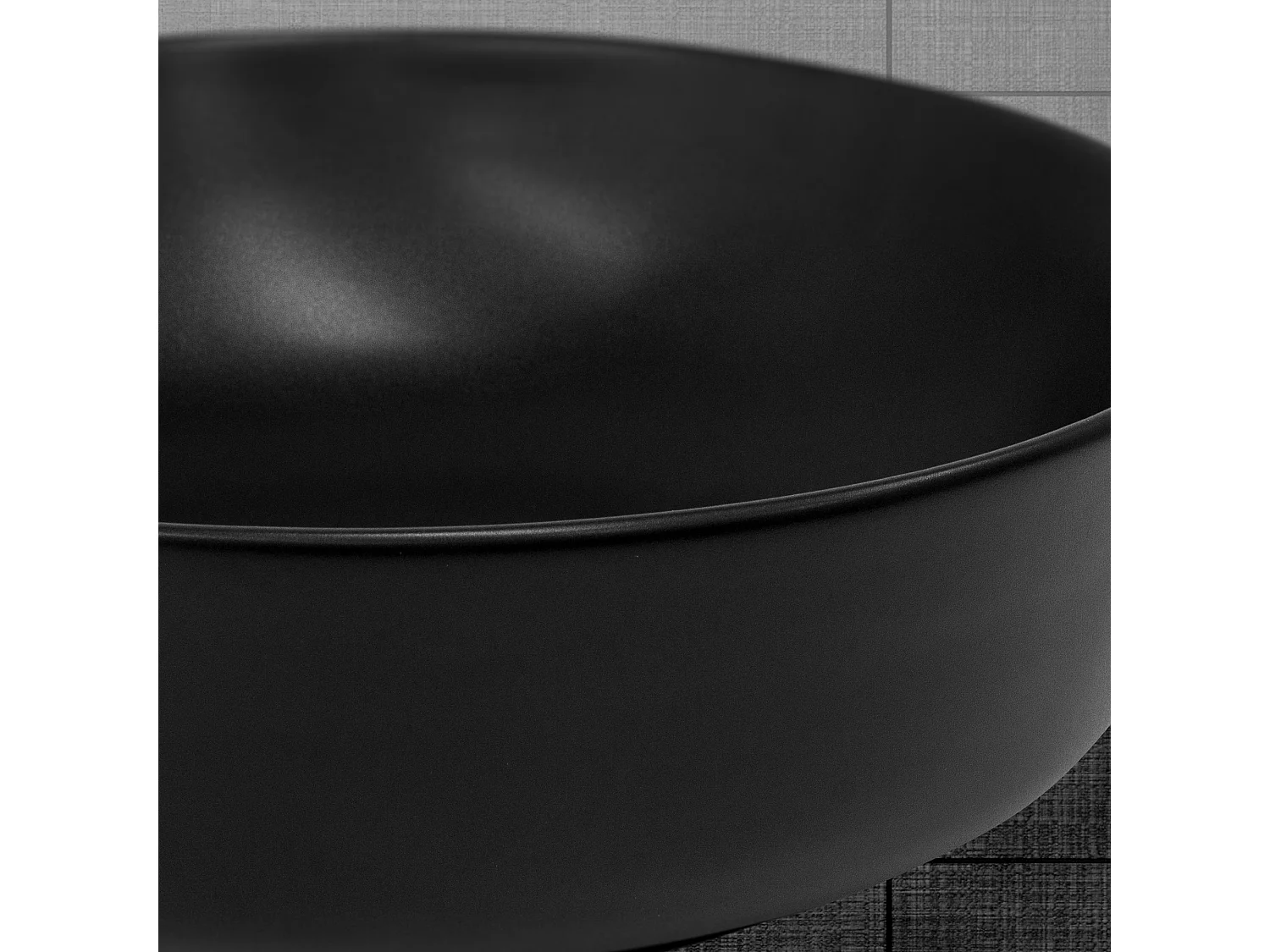 Lavabo á poser en céramique noir moderne avec garniture de vidage Ø 360x120 mm