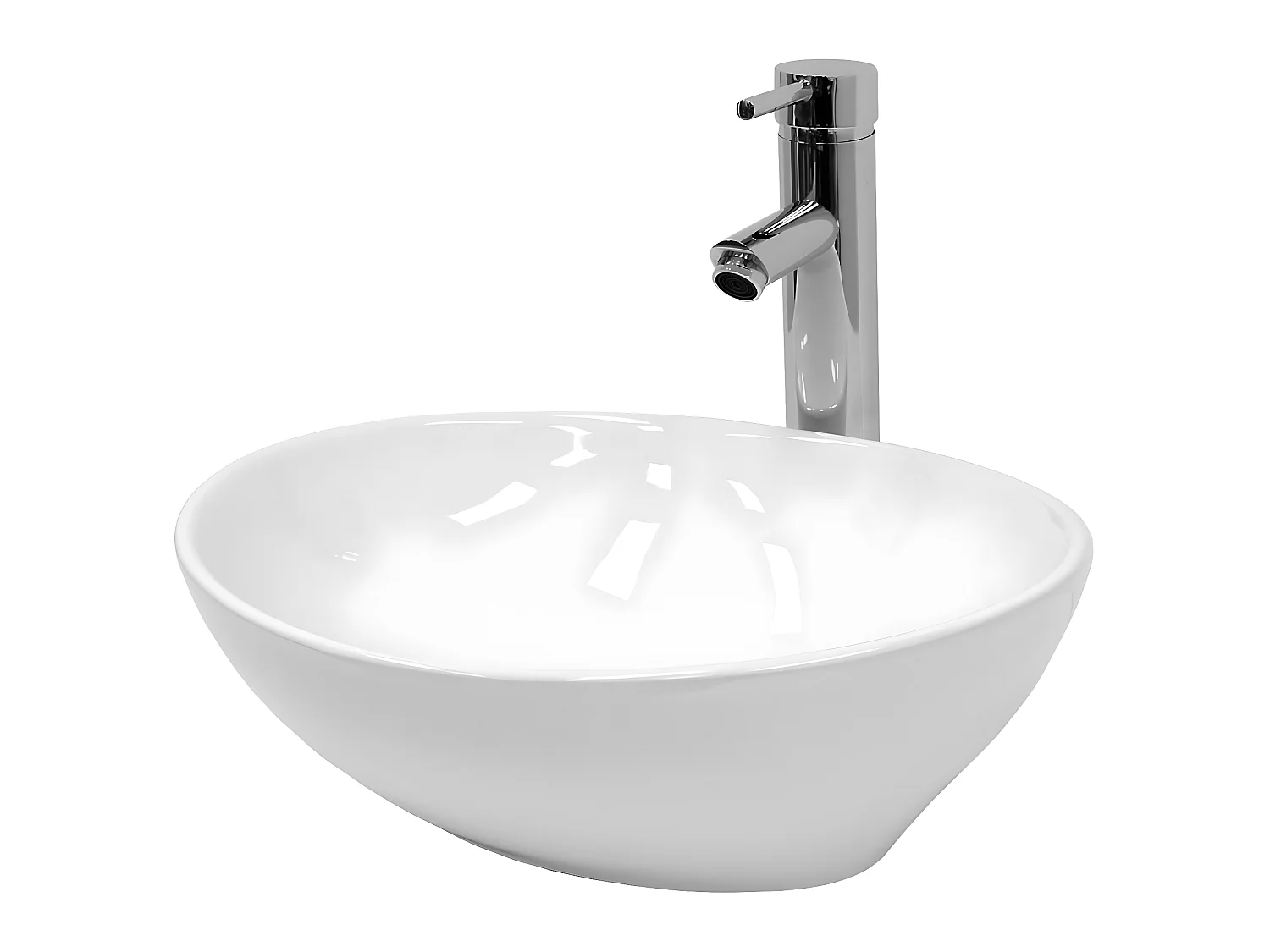 Lavabo de cerámica ovalado lavabo de baño lavamanos ECD Germany