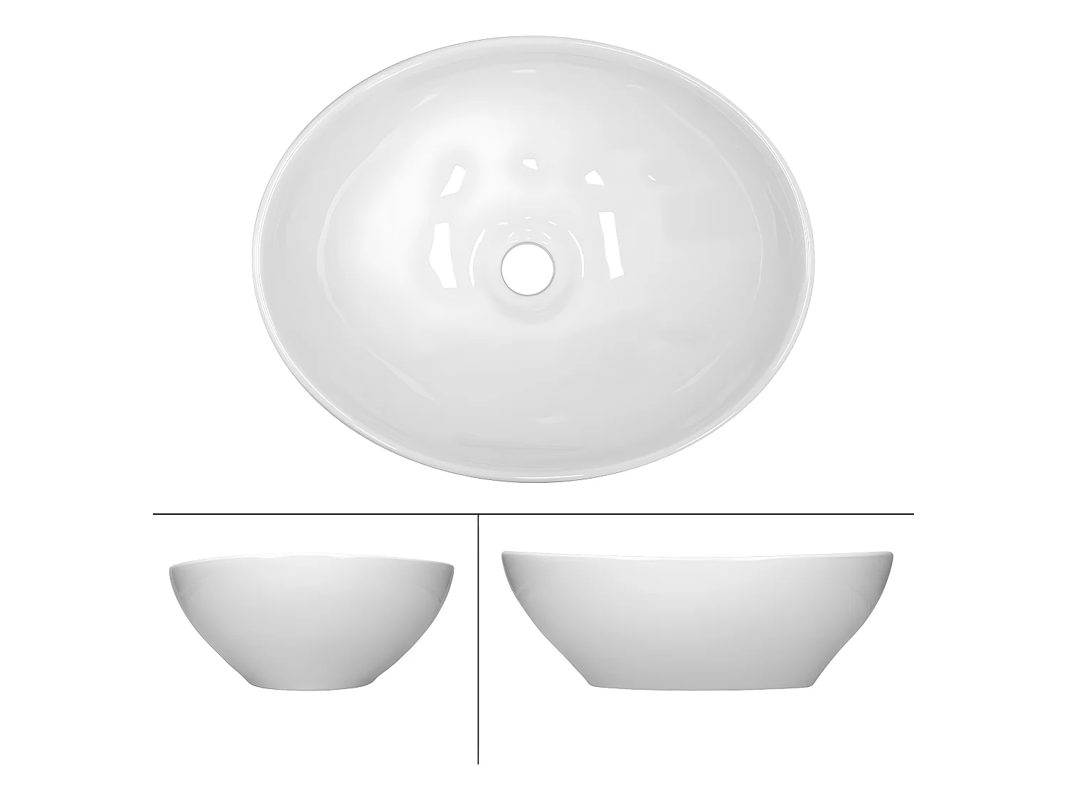 Lavabo ovale en céramique vasque à poser lave-mains salle de bain ECD Germany
