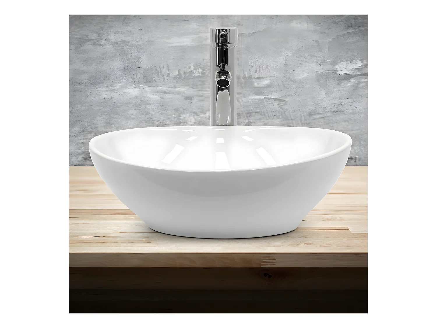 Lavabo ovale en céramique vasque à poser lave-mains salle de bain ECD Germany