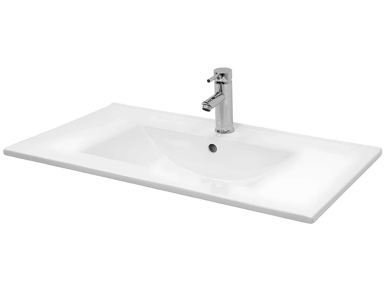 Vasque encastré lavabo évier en céramique blanc 810 x 465 x 175 mm ECD Germany