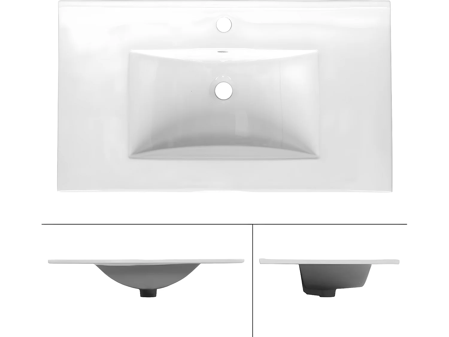 Vasque encastré lavabo évier en céramique blanc 810 x 465 x 175 mm ECD Germany