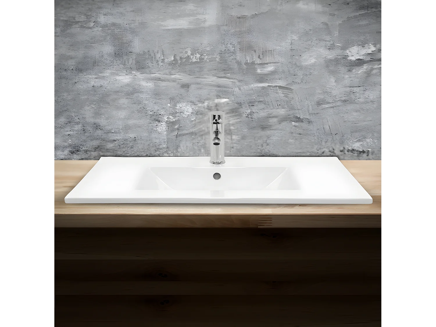 Vasque encastré lavabo évier en céramique blanc 810 x 465 x 175 mm ECD Germany