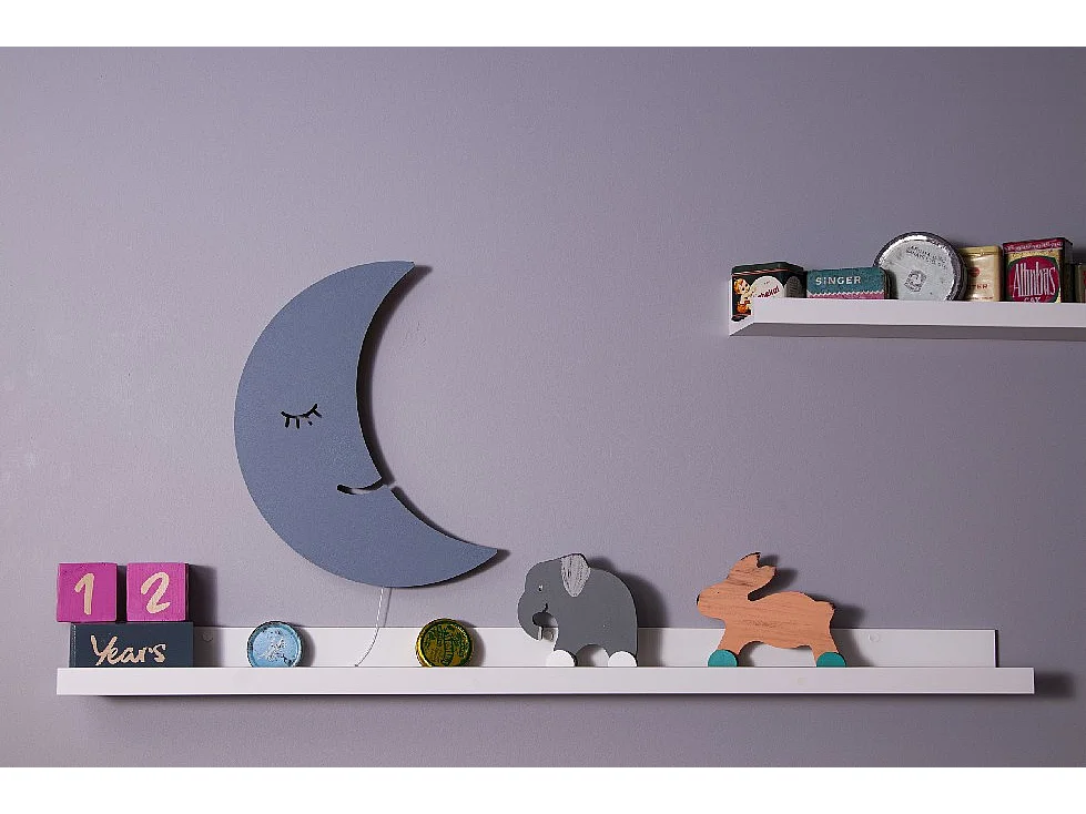 Lampe Murale Smiling Moon - Gris - 25 x 3 x 40 cm