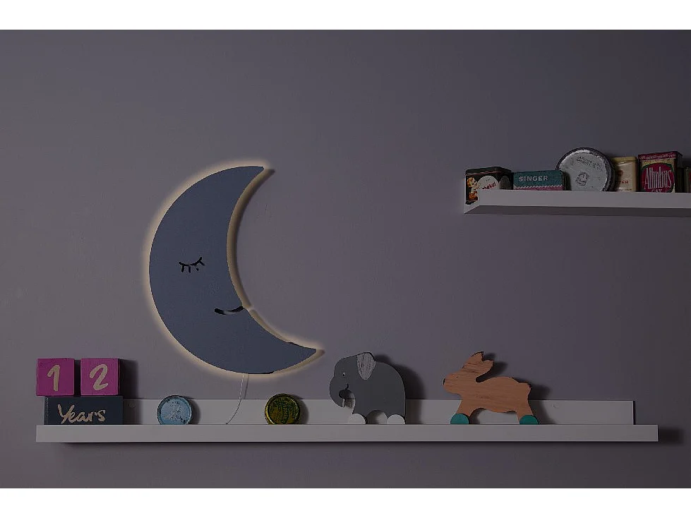 Lampe Murale Smiling Moon - Gris - 25 x 3 x 40 cm