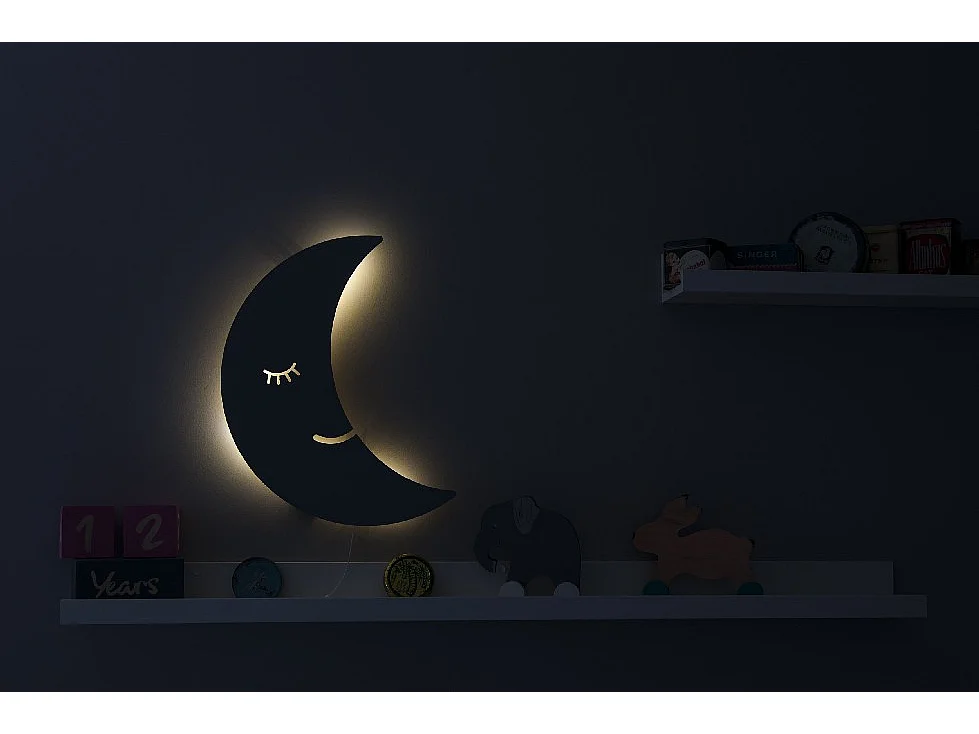 Lampe Murale Smiling Moon - Gris - 25 x 3 x 40 cm