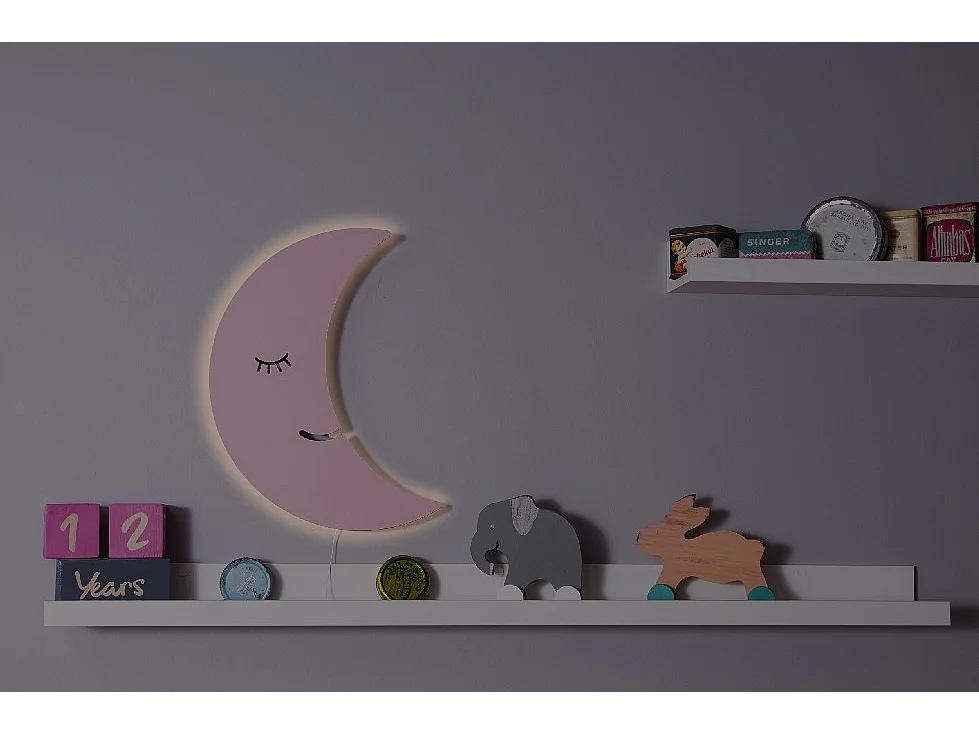 Lampe Murale Smiling Moon - Rose - 25 x 3 x 40 cm