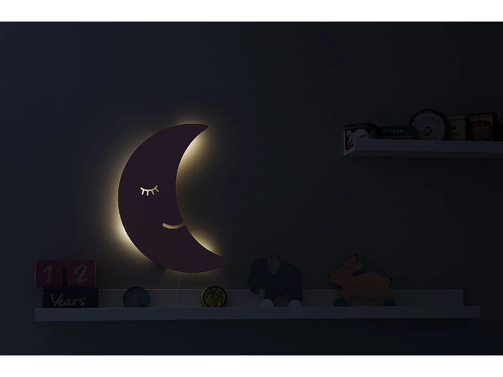 Lampe Murale Smiling Moon - Rose - 25 x 3 x 40 cm