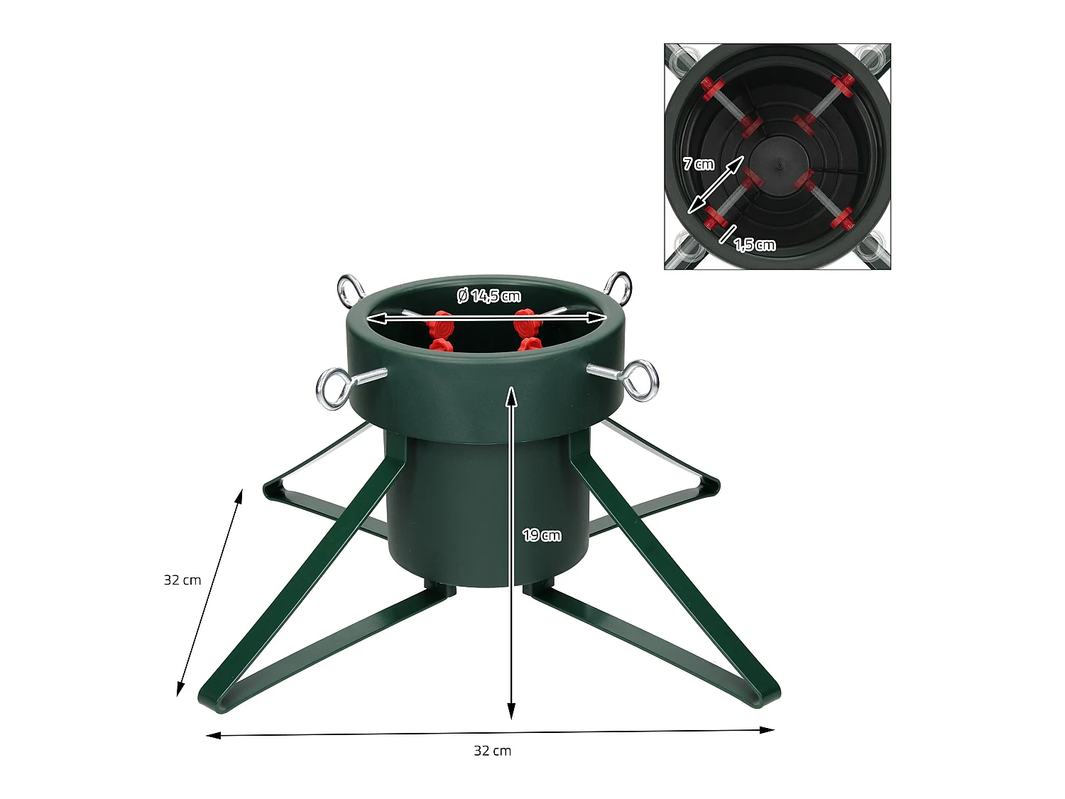 Support pour sapin de Noël base d'arbre plastique/métal réservoir 2L ECD Germany