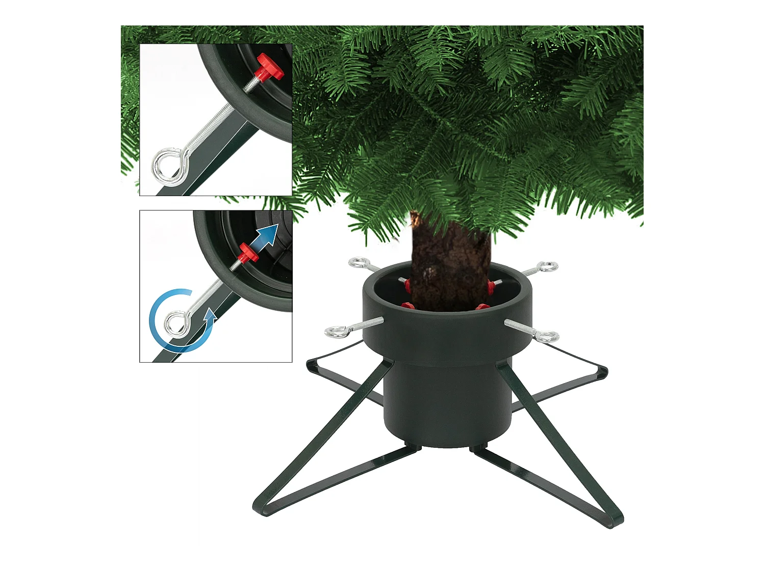 Pieds de sapin de Noël en métal vert foncé 42 cm support réglable d'arbre 2,5 m