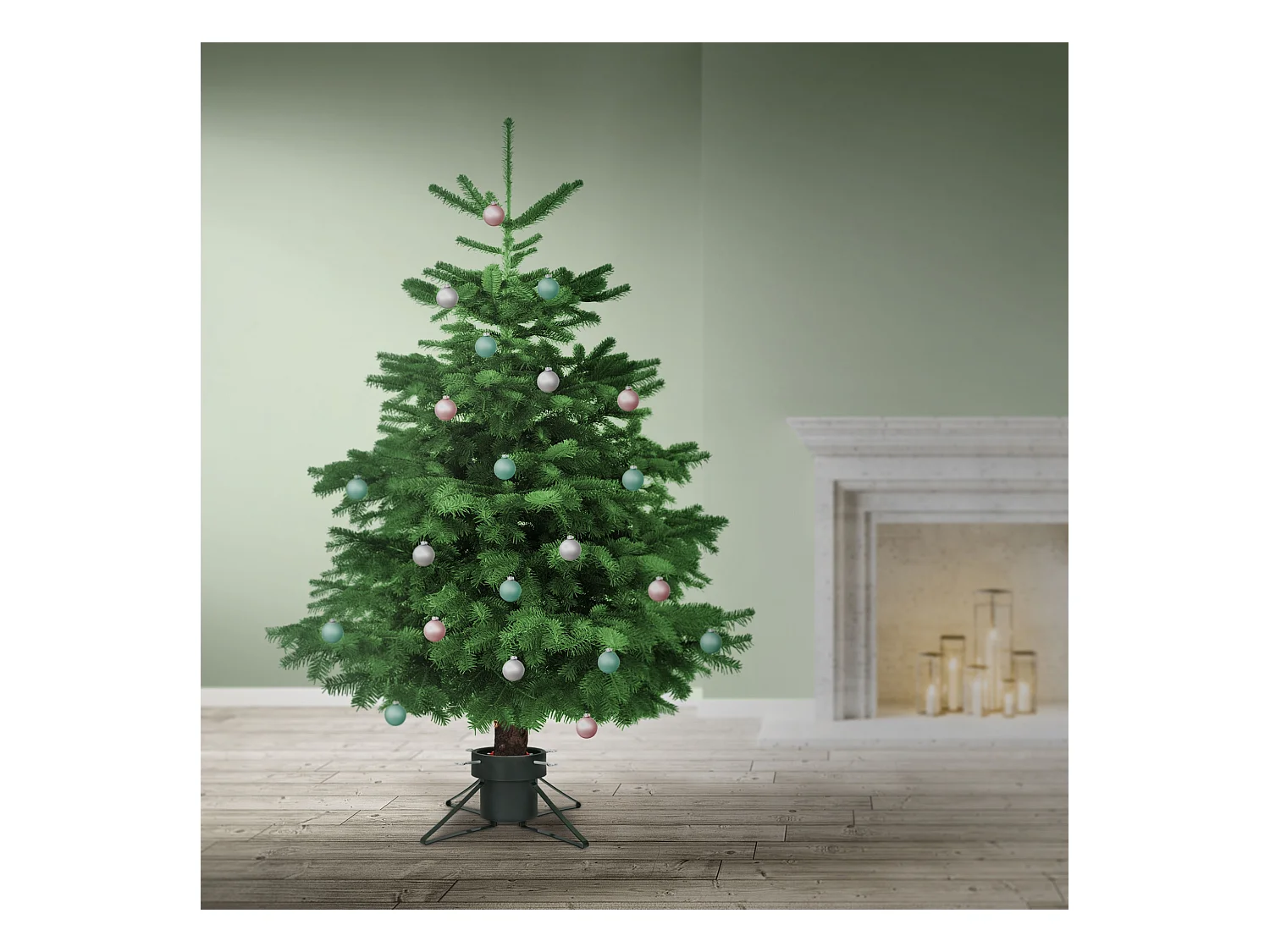Pieds de sapin de Noël en métal vert foncé 42 cm support réglable d'arbre 2,5 m