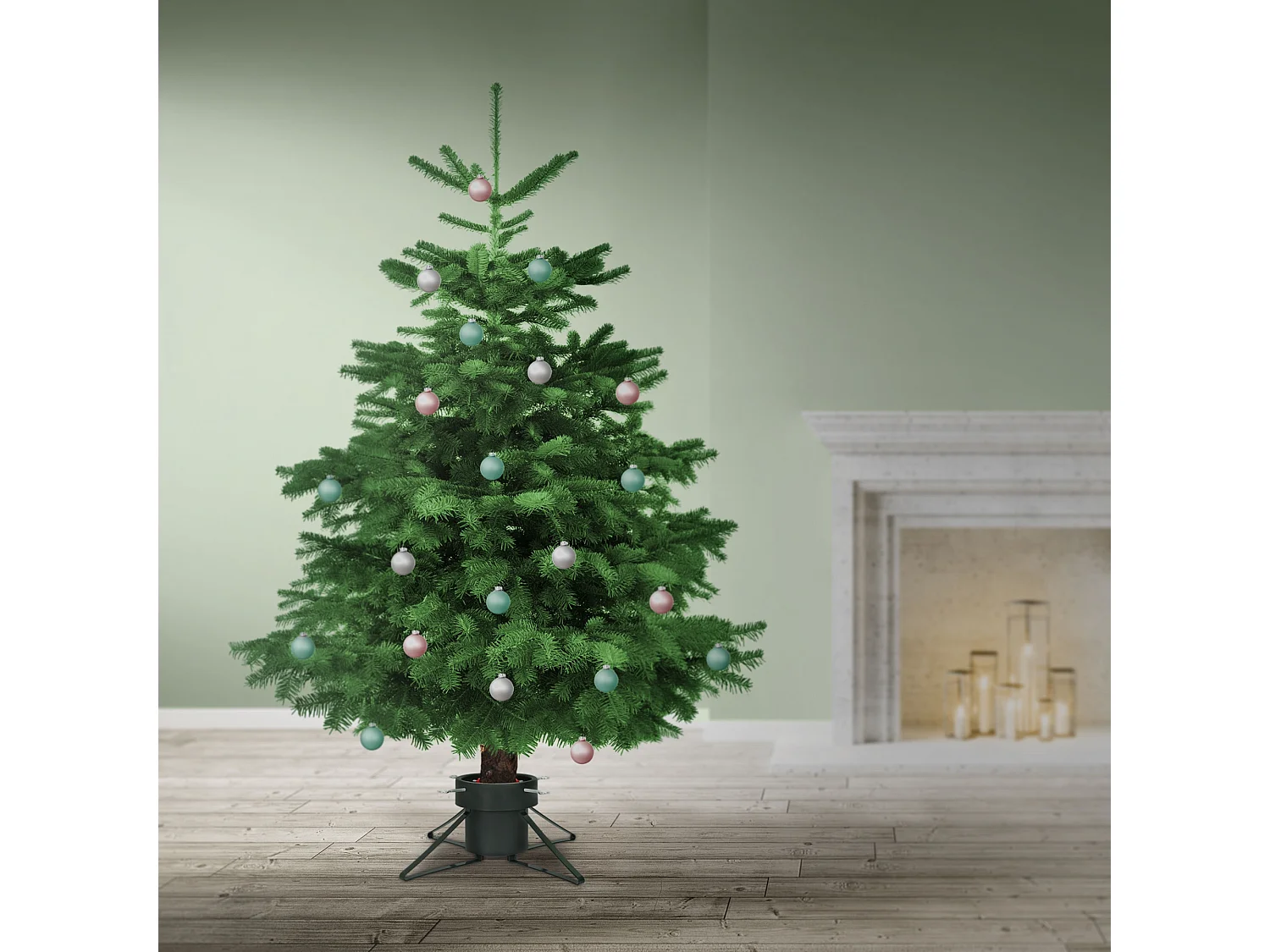 Pieds de sapin de Noël en métal vert foncé 42 cm support réglable d'arbre 2,5 m