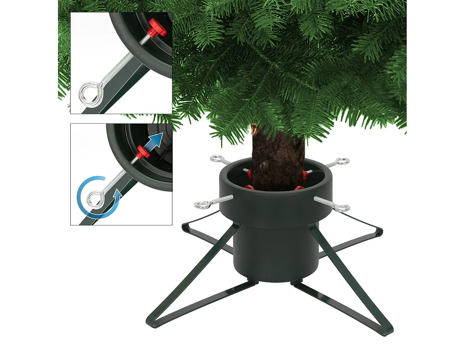 Suporte de metal para árvores de Natal de até 2 m base de 42 cm verde escuro