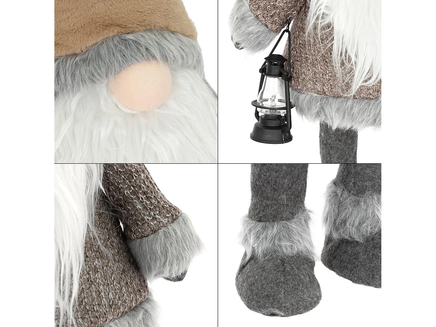 Gnome de Noël ornement poupée lanterne LED à piles 80 cm ECD Germany