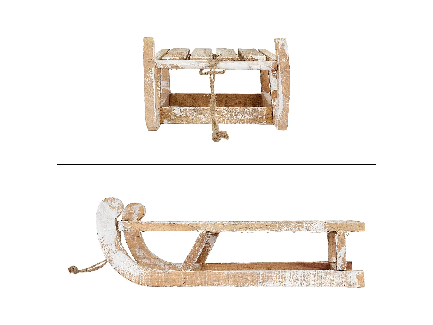 Trineo decorativo madera árbol de navidad con LED blanco cálido marrón 50,5cm