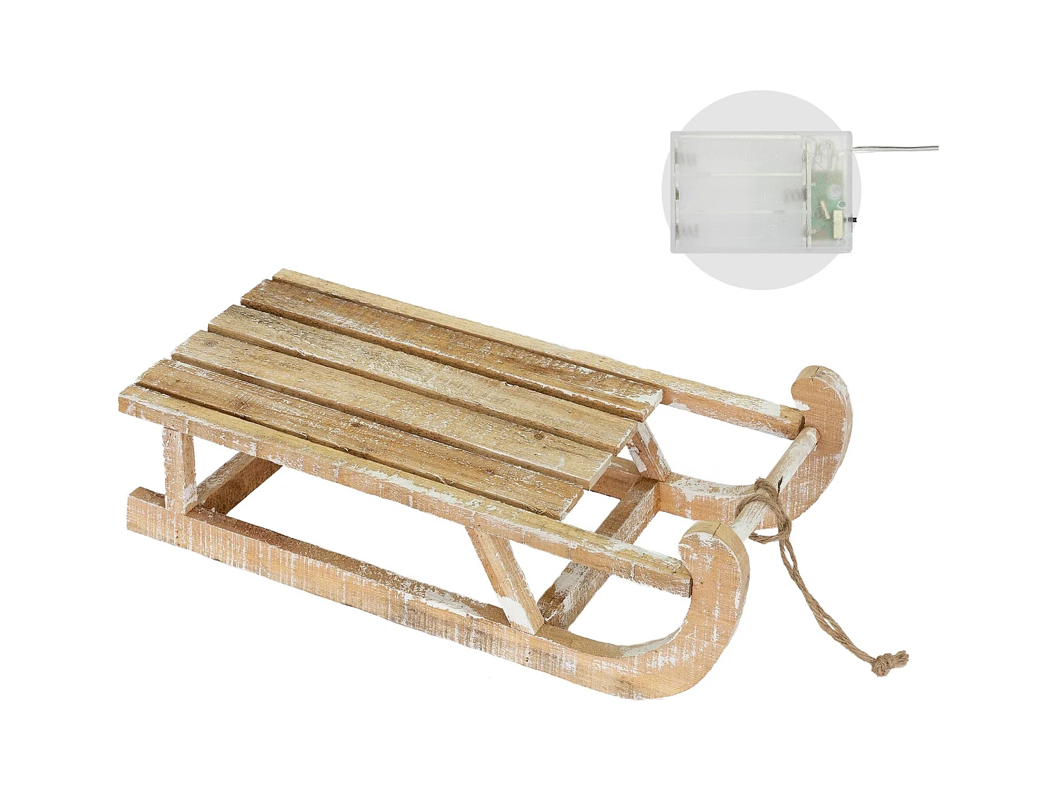 Trineo decorativo madera árbol de navidad con LED blanco cálido marrón 50,5cm