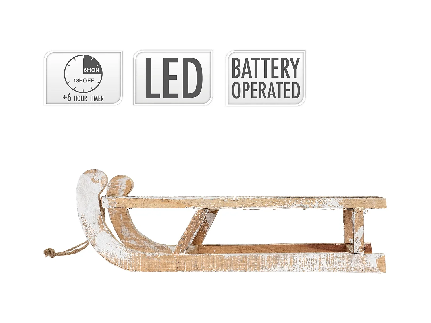 Trineo decorativo madera árbol de navidad con LED blanco cálido marrón 50,5cm