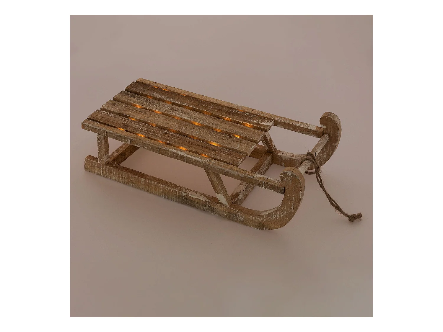 Trineo decorativo madera árbol de navidad con LED blanco cálido marrón 50,5cm