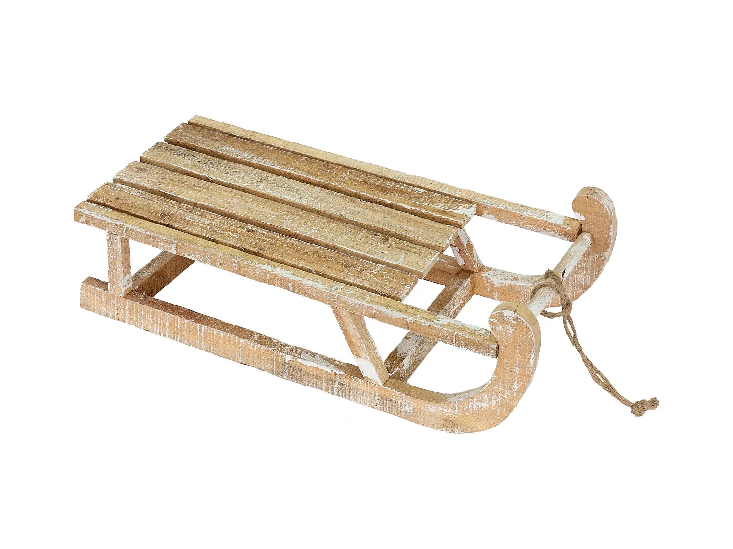 Traineau décoratif de Noël en bois marron décoration avec LED blanc chaud 50,5cm