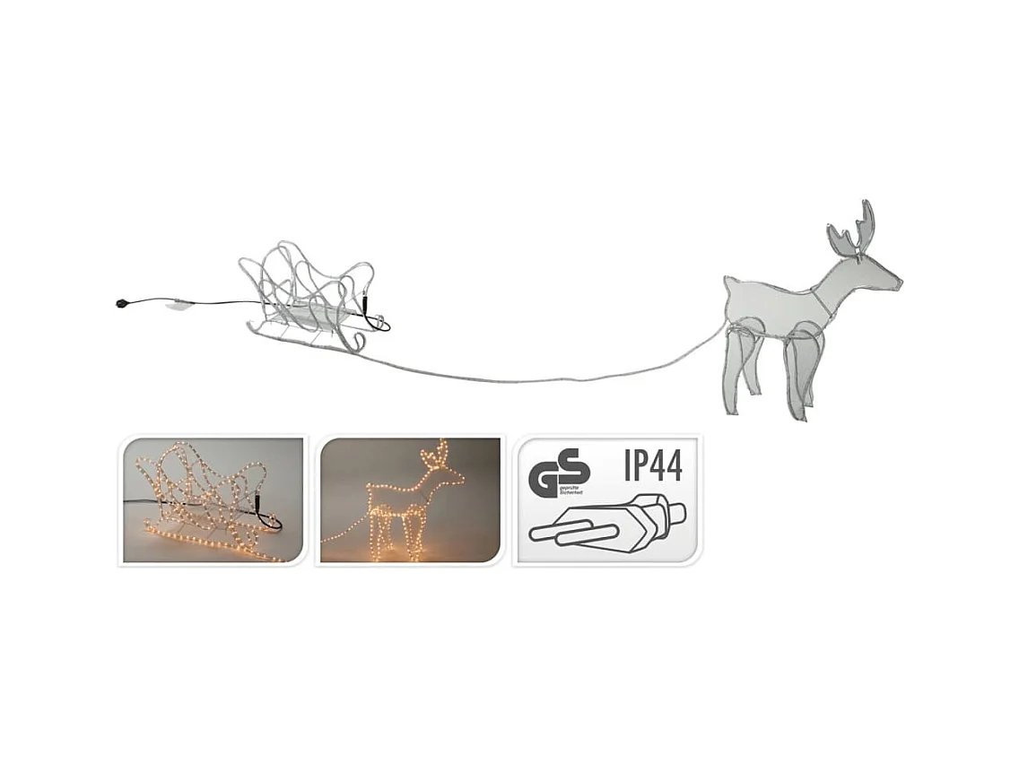 Corda di Luce di Natale Slitta con le Renne 14 m