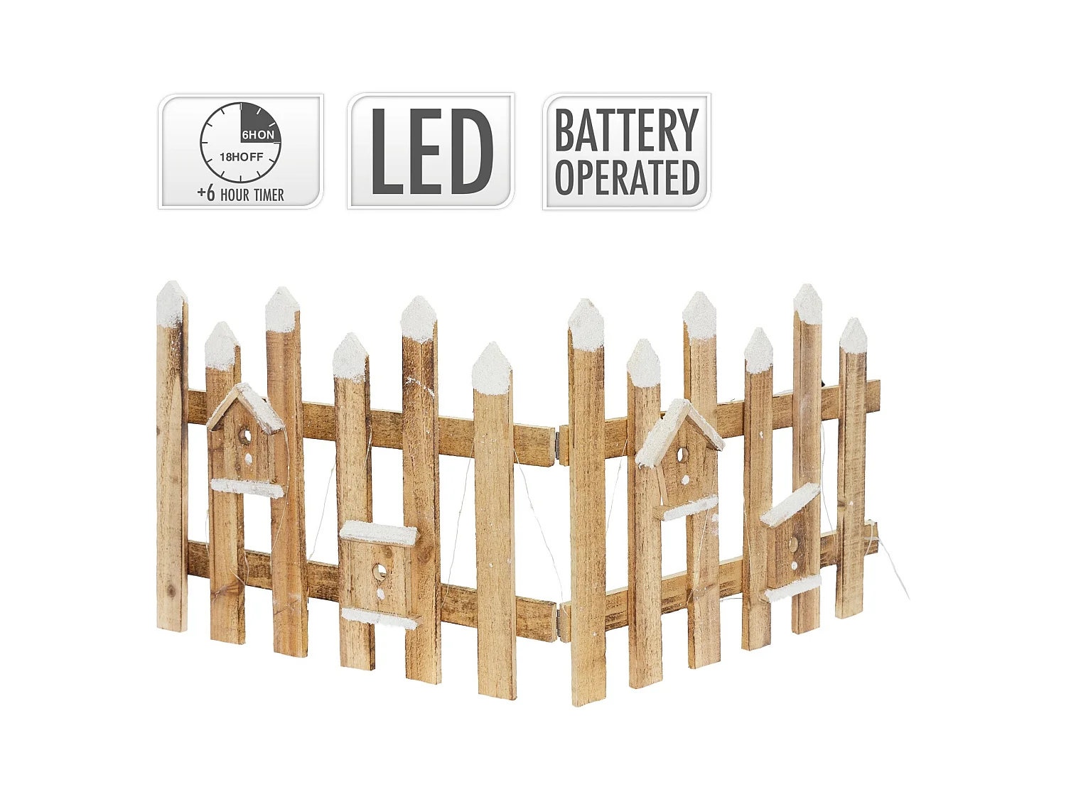 Valla de jardín marrón iluminación LED decoración festiva cercado miniatura