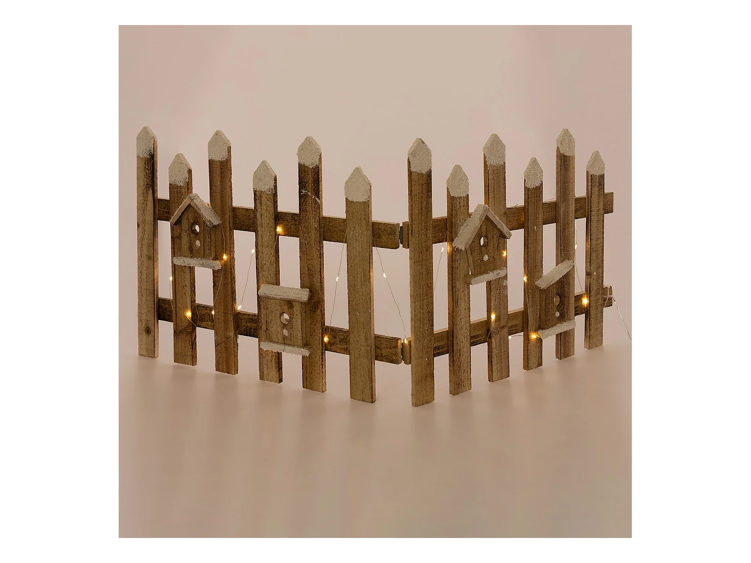 Valla de jardín marrón iluminación LED decoración festiva cercado miniatura