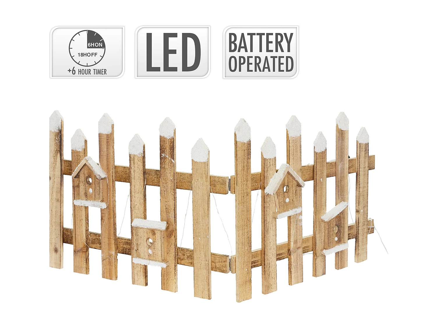 Valla de jardín marrón iluminación LED decoración festiva cercado miniatura