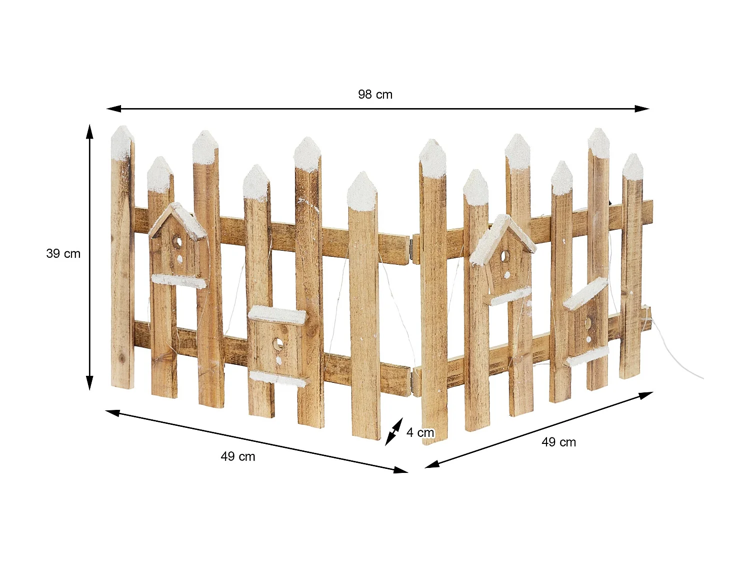 Valla de jardín marrón iluminación LED decoración festiva cercado miniatura