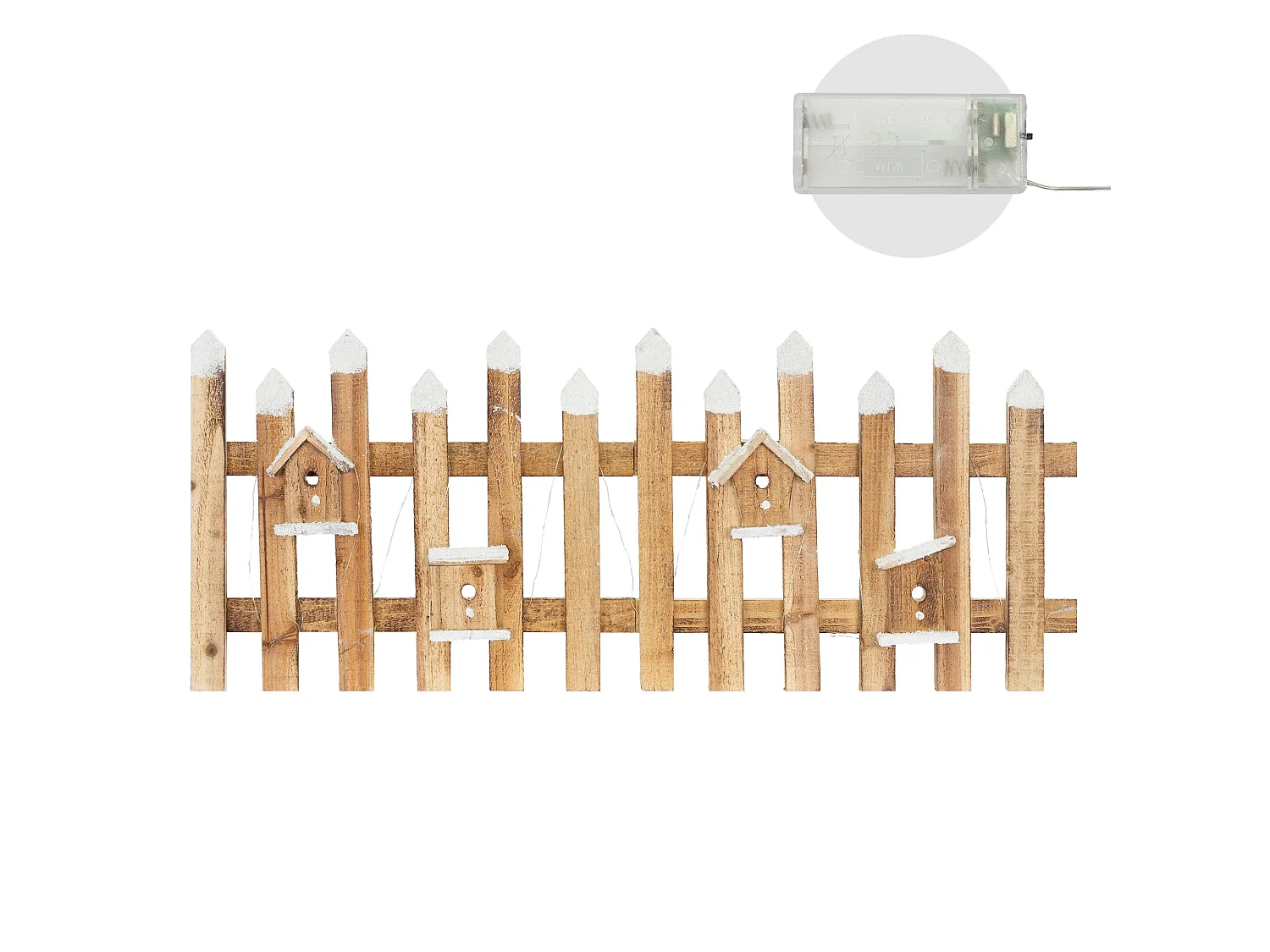 Recinzione in miniatura con LED decorazione natalizia 98x39 cm in legno marrone