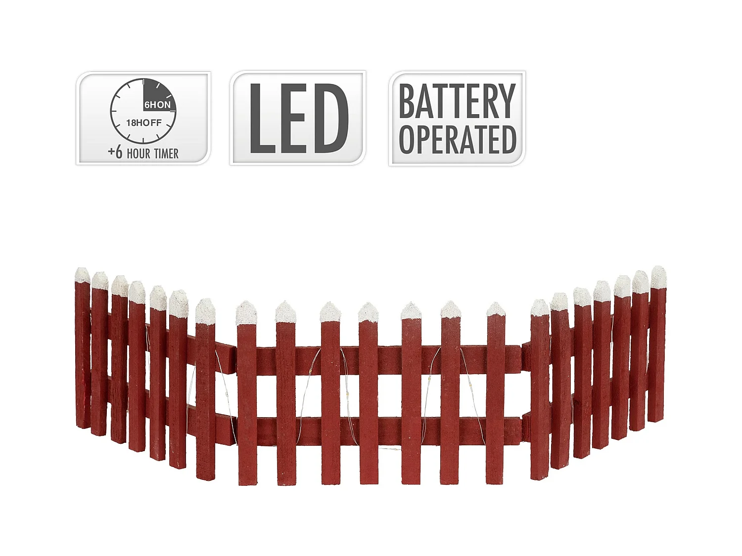 Valla de jardín rojo iluminación LED decoración navideña cercado miniatura