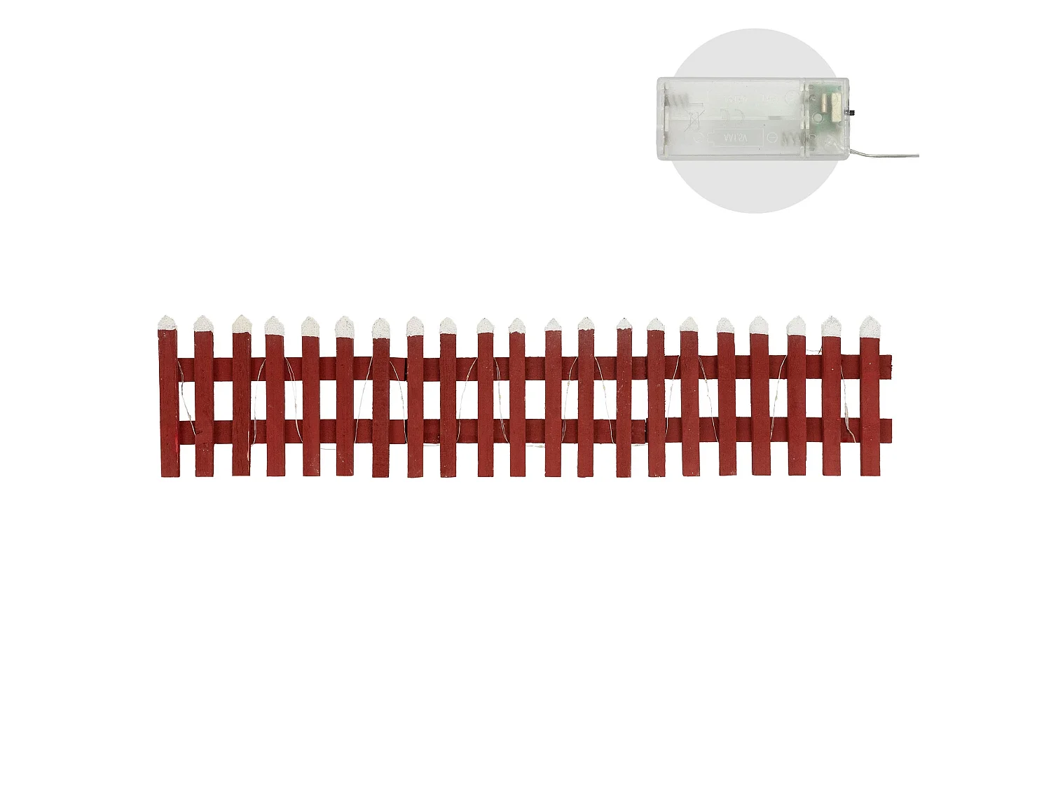 Recinzione in miniatura con LED decorazione natalizia 90 x 21 cm in legno rosso
