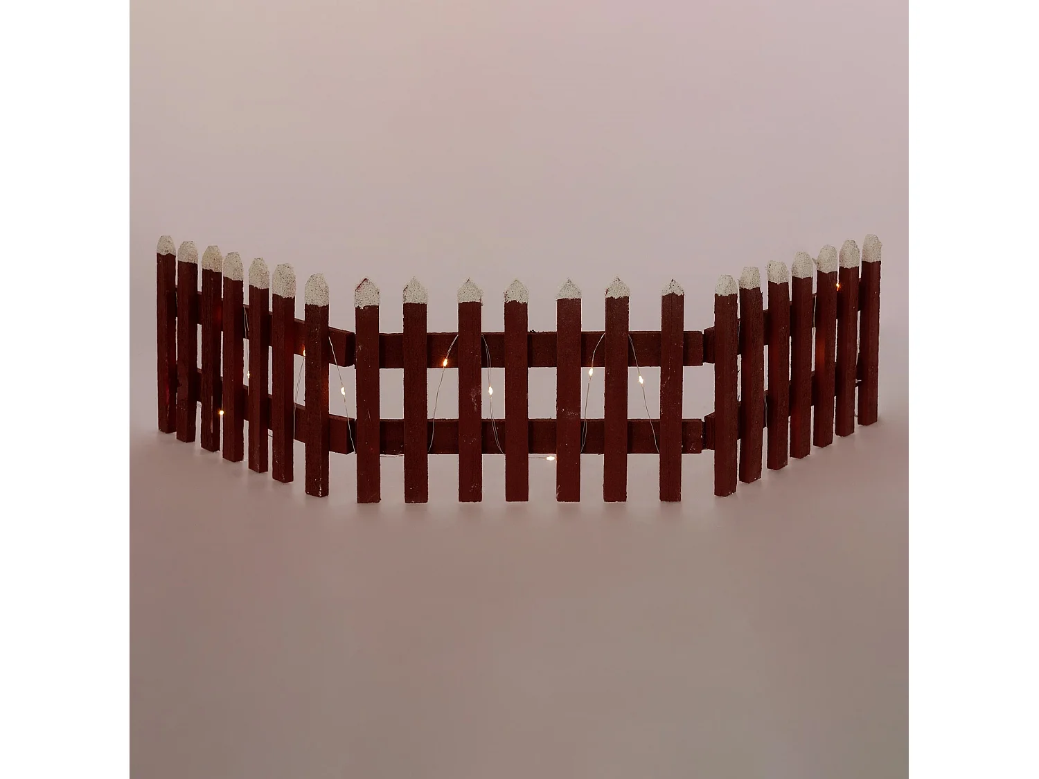 Recinzione in miniatura con LED decorazione natalizia 90 x 21 cm in legno rosso