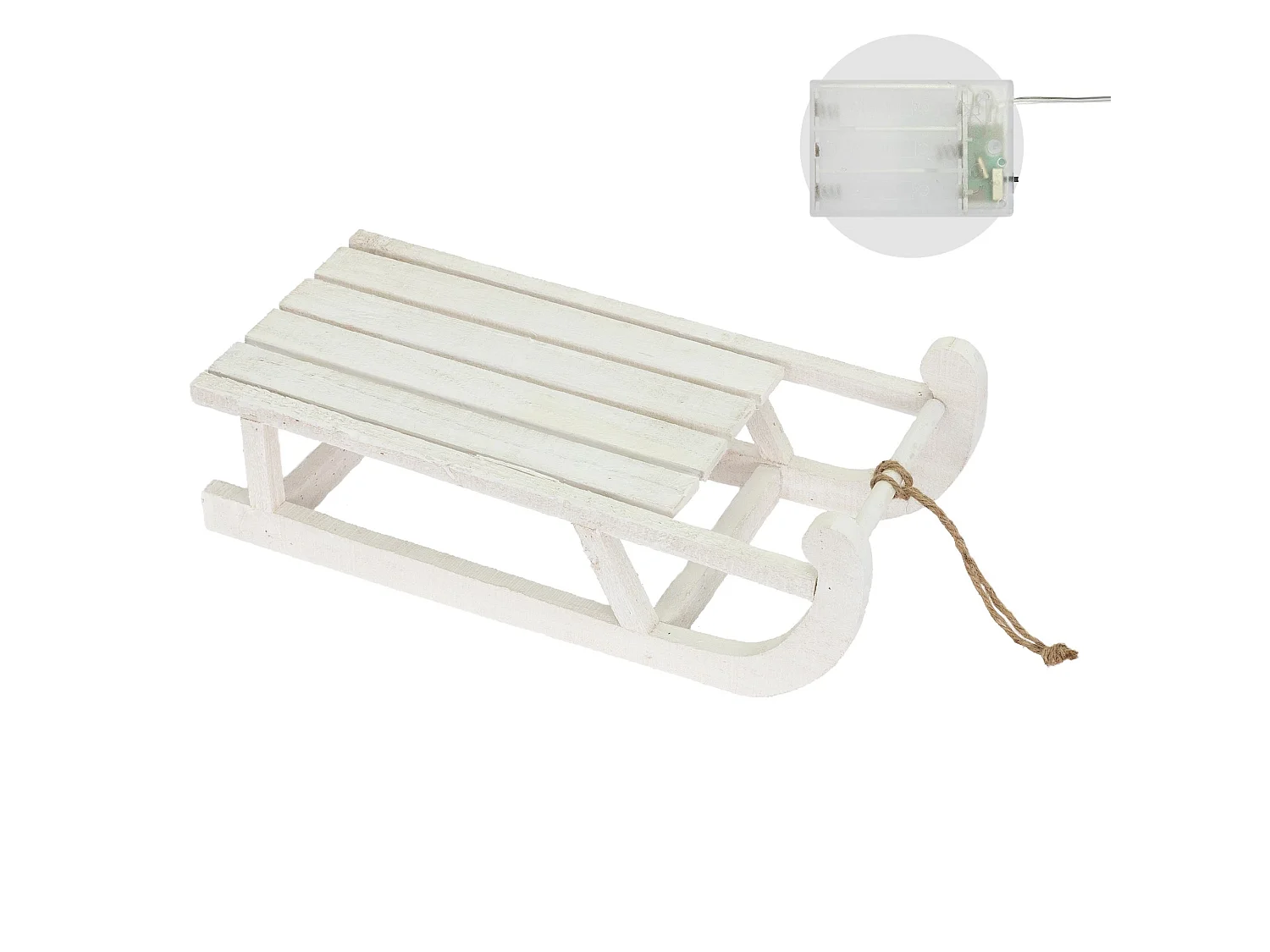 Traineau décoratif de Noël en bois blanc décoration avec LEDs ECD Germany
