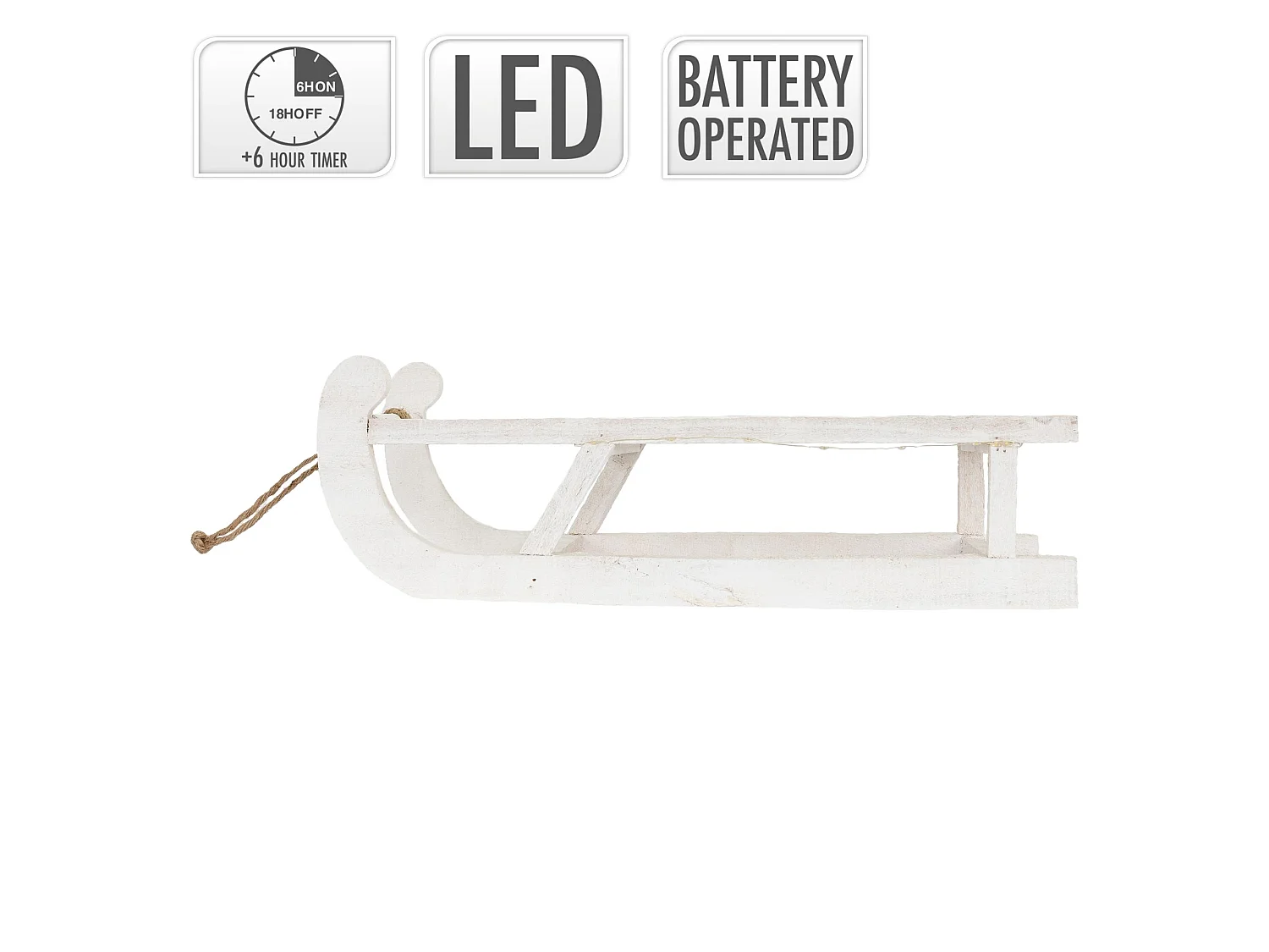 Traineau décoratif de Noël en bois blanc décoration avec LEDs ECD Germany