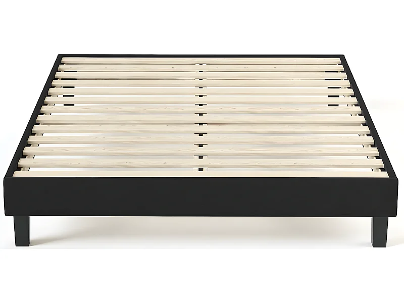 Sommier à lattes 90x190 tissu déco noir - Axel