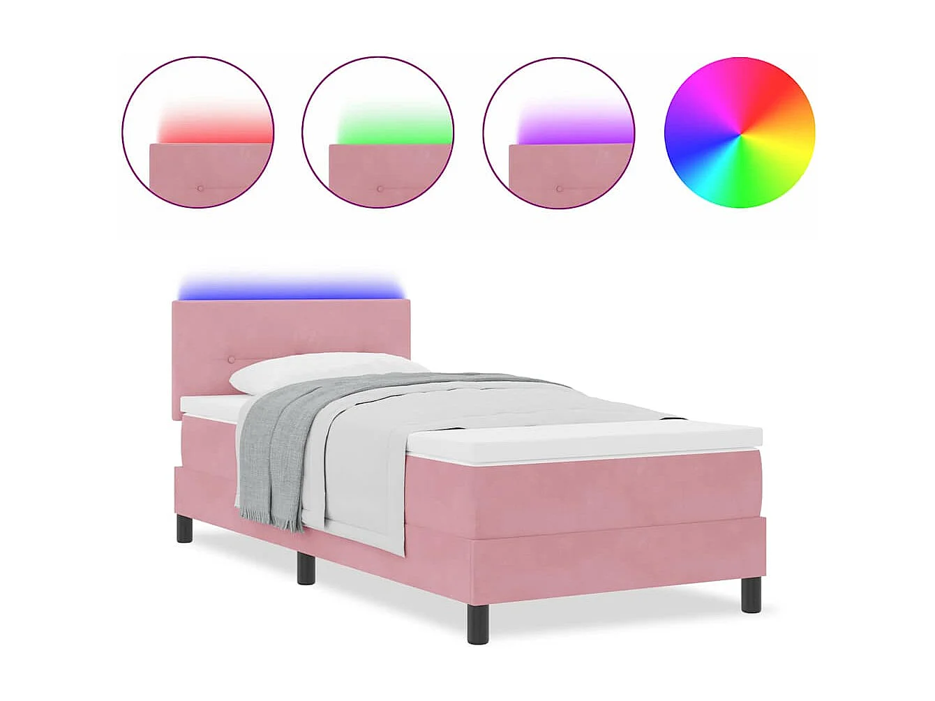 Cadre de lit avec matelas Rose 100 x 200 cm Velours