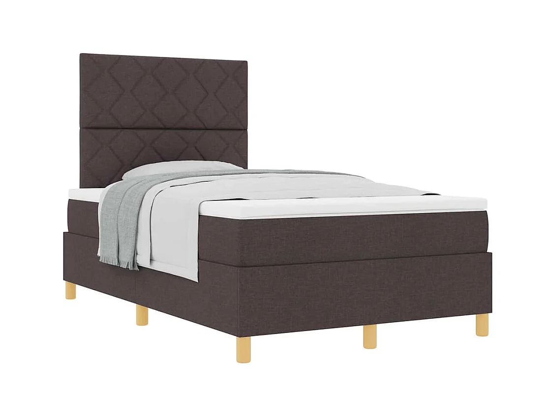 Cama tipo Box Spring Marrón oscuro 120 x 190 cm tela