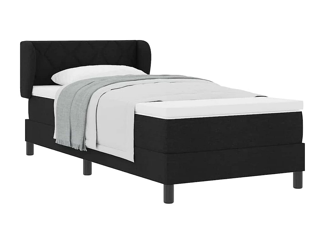Cama box spring com colchão Preto 90 x 190 cm tecido
