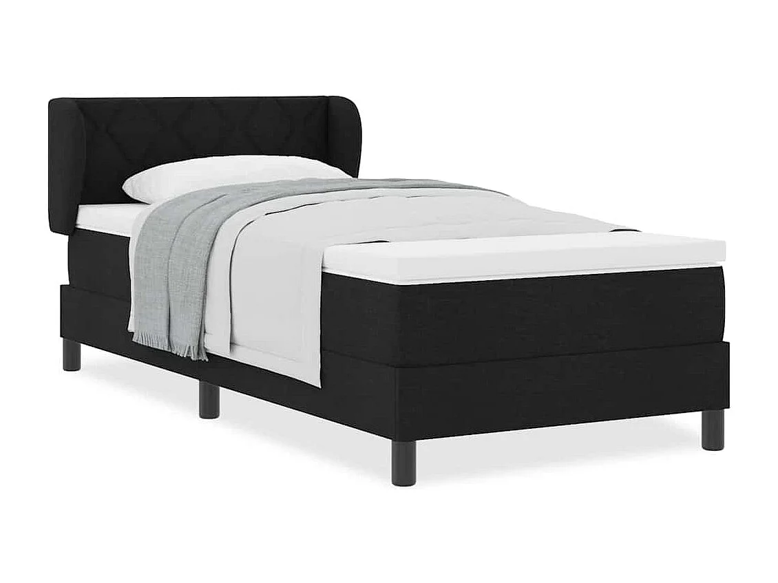 Cama box spring com colchão Preto 90 x 190 cm tecido