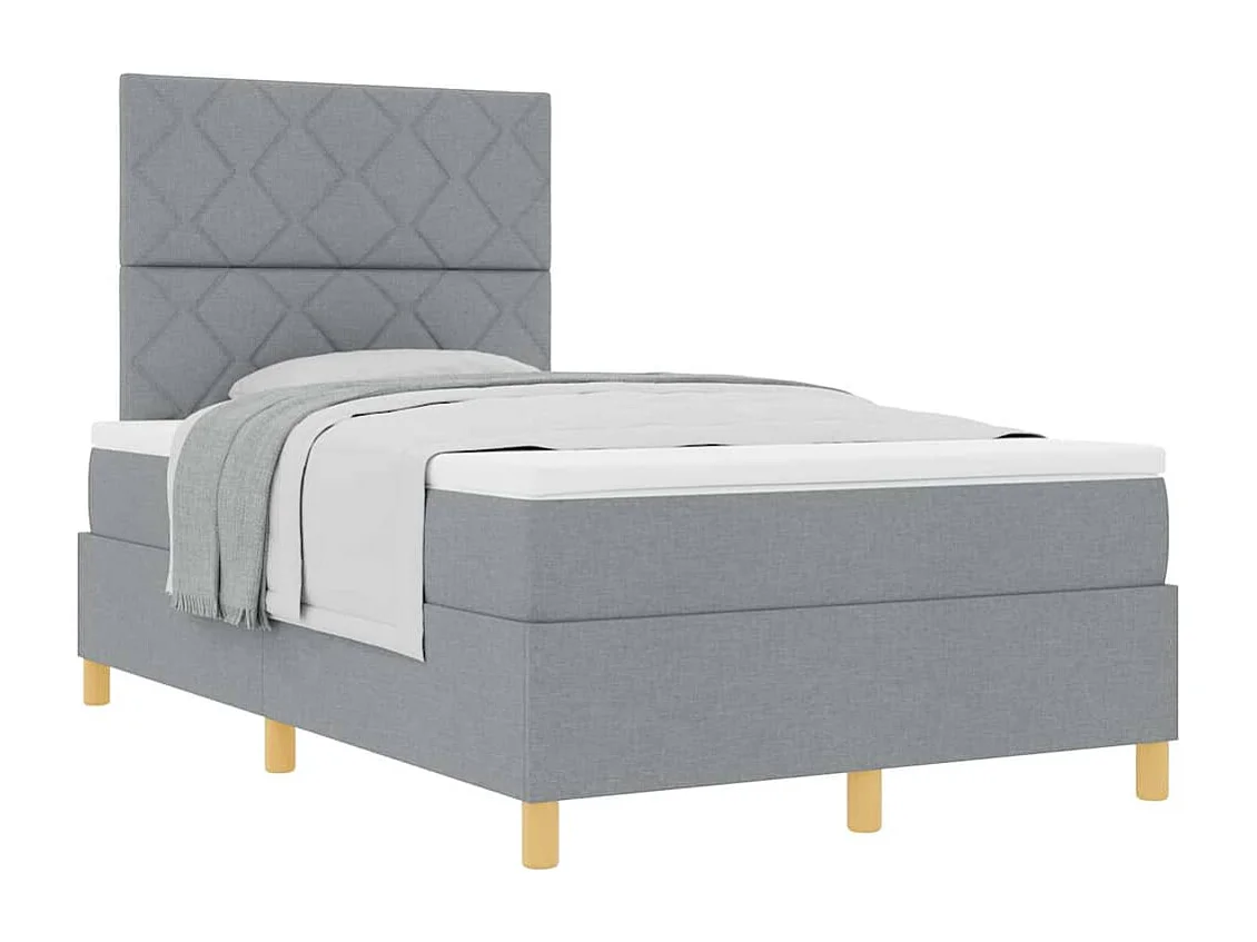 Cama Box com cabeceira Cinzento-claro 120 x 200 cm tecido
